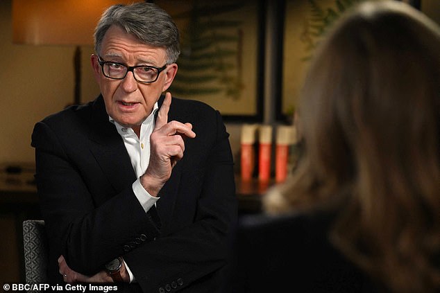 Mandelson is interviewed on the BBC by Laura Kuenssberg