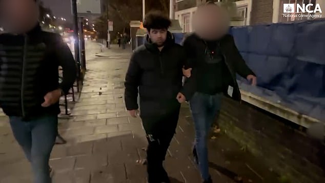 Footage from the National Crime Agency (NCA) shows Zeeshan Banghis being arrested
