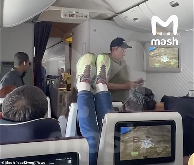 The passenger from hell remained silent throughout the dispute which came early in the flight