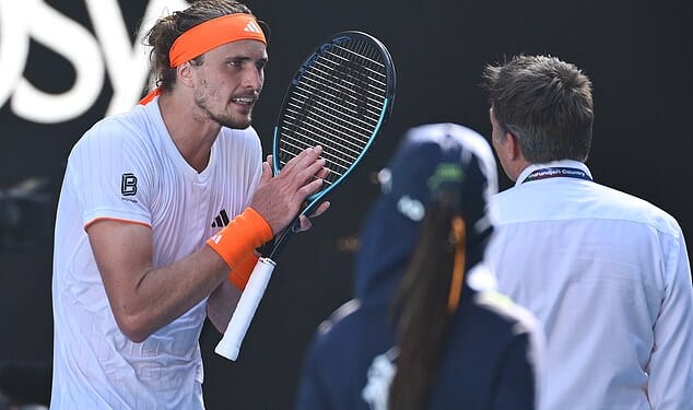 Alexander Zverev grew increasingly incensed as he argued with supervisor Andreas Egli