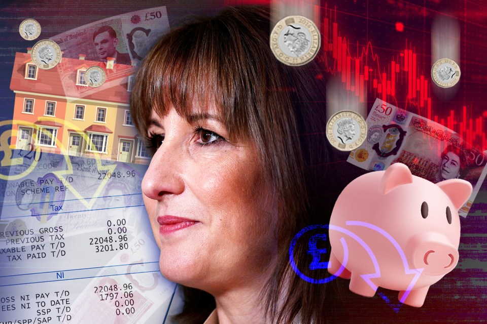 Collage of a woman's face combined with images of money, a house, a payslip, and a piggy bank.