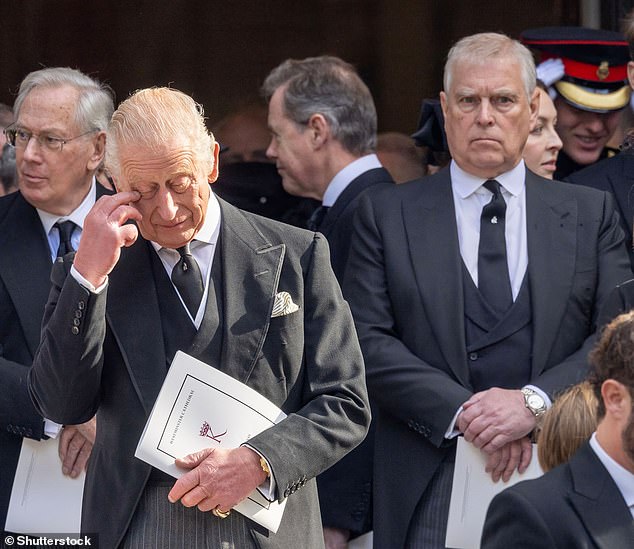 The man formerly known as Prince Andrew (left) is STILL the Duke of York after King Charles formally stripped his disgraced younger brother of his royal titles over his ties to late paedophile Jeffrey Epstein