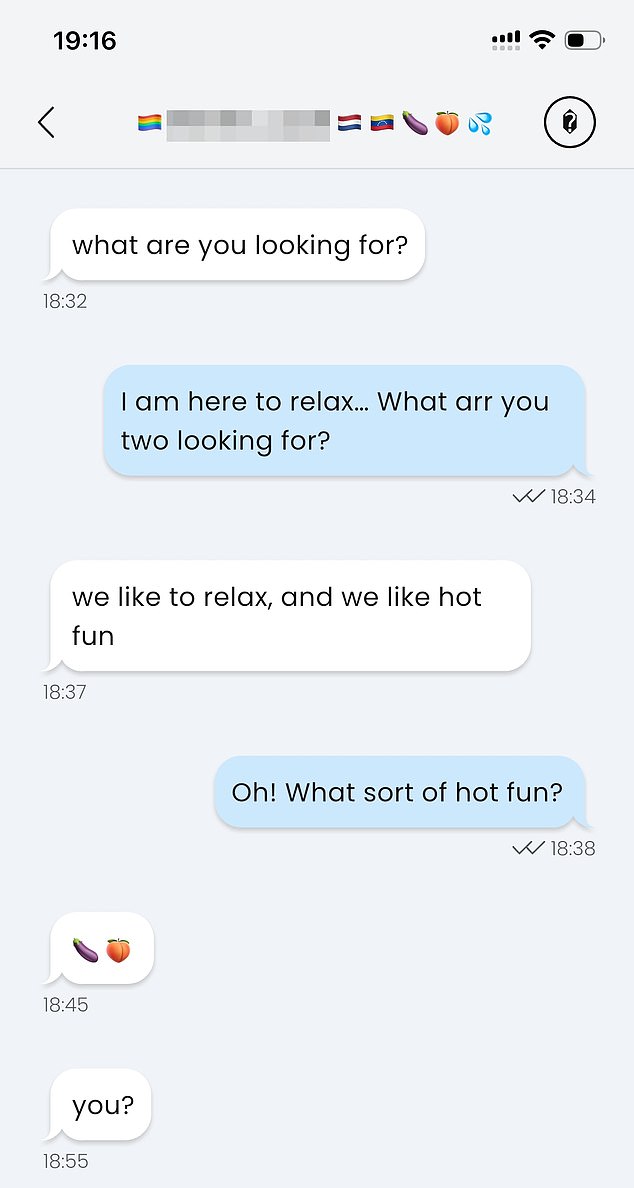 One of the messages Samantha received on the Costa Cruises app's chat function