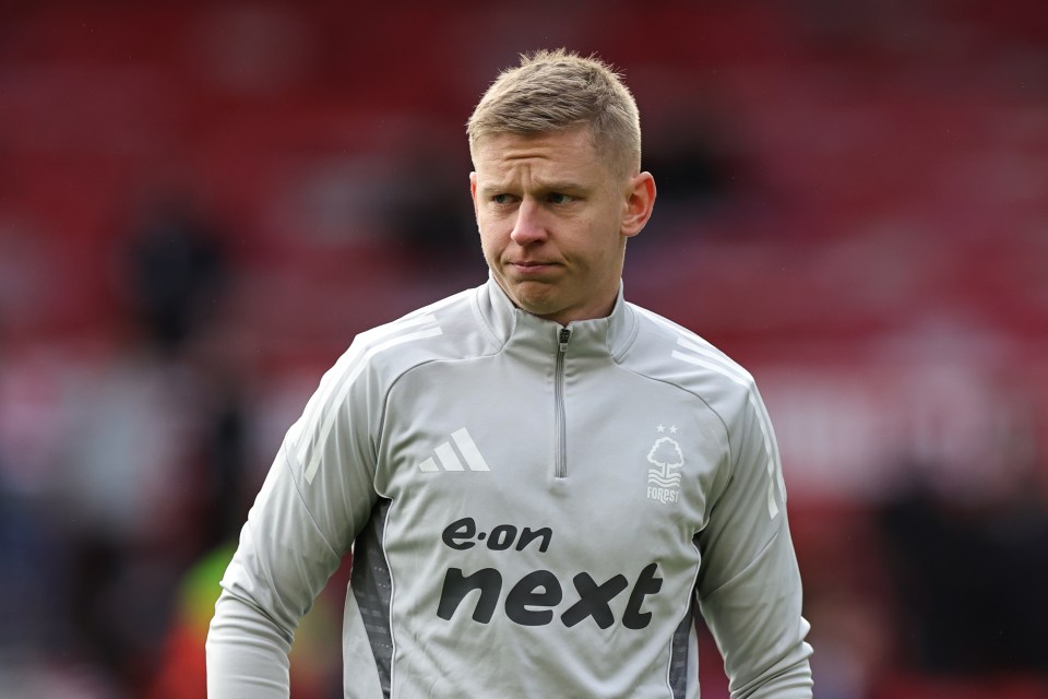 Oleksandr Zinchenko of Nottingham Forest warms up.
