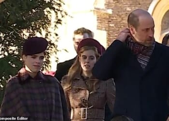 Footage of William, 43, leaving St Mary Magdalene Church on Christmas morning appeared to show the future King giving his cousin, Princess Eugenie, 35, the cold shoulder