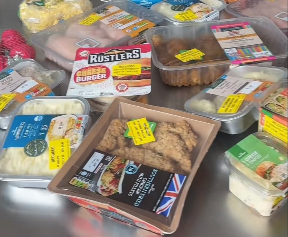 Grocery items on a kitchen counter.