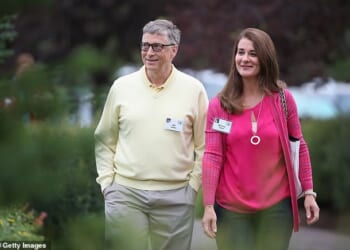 Bill and Melinda Gates pictured together in Sun Valley, Utah, in 2015. The couple split six years later with Bill recently donating another $8 billion to his wife's foundation