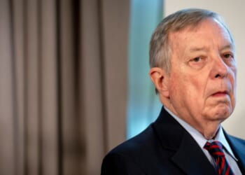 Dick Durbin attends a news conference in Copenhagen, Denmark, on Jan. 17, 2026.