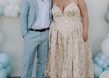 Jenaya Devereaux had a 'clear vision' of how she wanted her engagement party to look so she set a strict dress code for guests. She and her fiancé are seen at the party