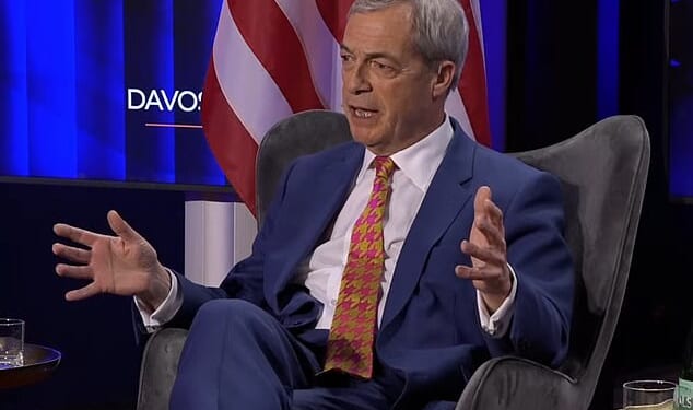 ‘We will not be dictated to by you again' ReformUK leader Nigel Farage told global elites at Davos, Switzerland (pictured)