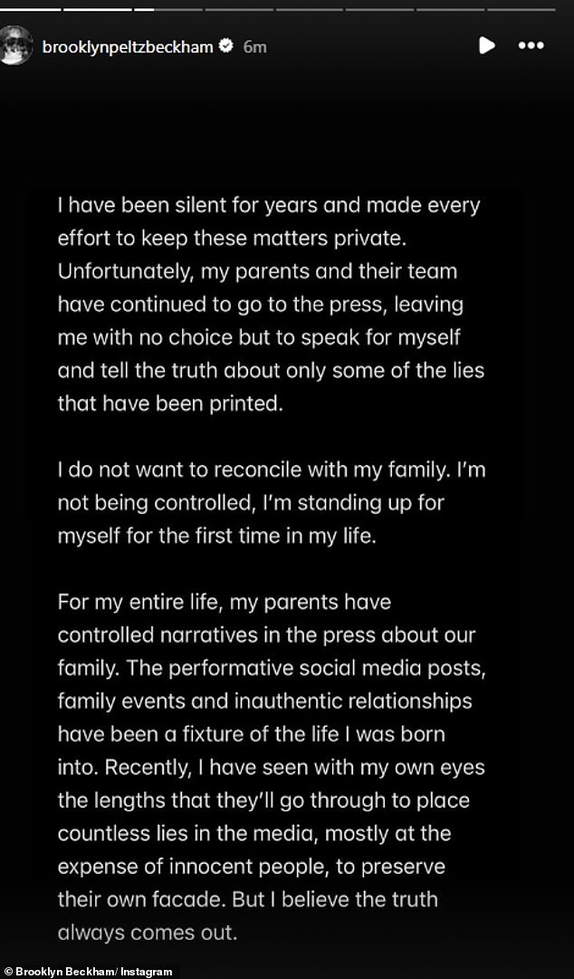 He wrote in the first slide: 'I have been silent for years and made every effort to keep these matters private'