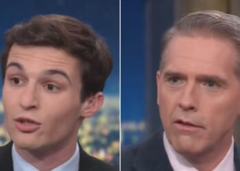 A smug young activist, Cameron Kasky, left, accused President Donald Trump of being part of a "human sex-trafficking network," and doubled down when conservative CNN panelist Scott Jennings, right, called him out. However, Kasky later apologized and retracted his statement, saying he "said that by accident and didn't mean it."