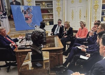 US President Donald Trump trolled European leaders with an AI image of them looking at a map showing Greenland and Canada as US territory