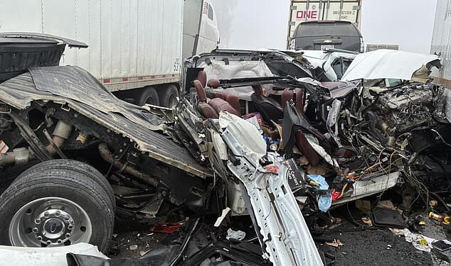 Dense fog in California¿s Central Valley triggered a massive chain-reaction crash that left Highway 99 looking full of twisted metal as cars and trucks crashed into one another