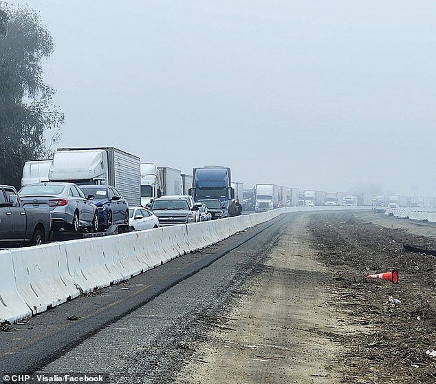 Traffic remained frozen for miles in both directions following the massive pileup