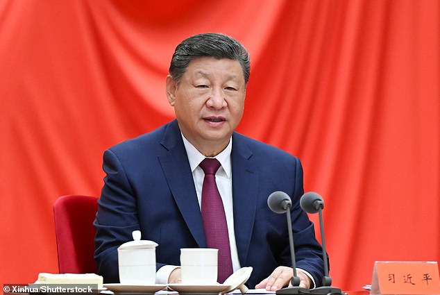 China's President Xi at a Communist Party event yesterday