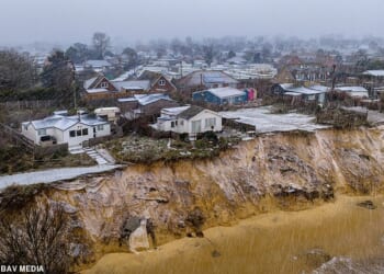 More than 30ft of coastline has been lost in some parts of Hemsby, Norfolk, in the past week