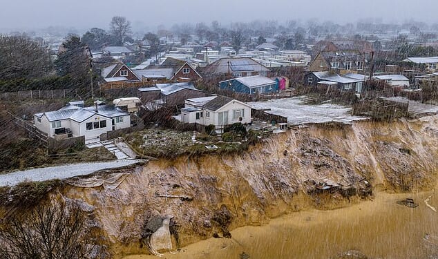More than 30ft of coastline has been lost in some parts of Hemsby, Norfolk, in the past week