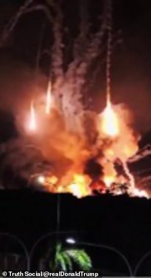 Trump pictured the fiery pictures on his Truth Social account