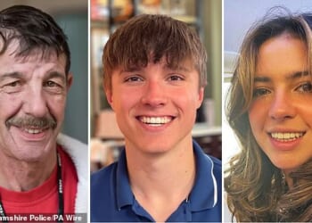 School caretaker Ian Coates, and students Barnaby Webber and Grace O'Malley-Kumar (pictured left-right) were killed by Valdo Calocane in 2023