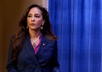 Assistant Attorney General for Civil Rights Harmeet Dhillon arrives for a news conference at the Justice Department on Sept. 29, 2025, in Washington, D.C.