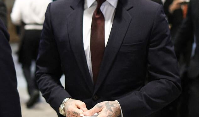 David Beckham enjoyed a slap-up lunch at a down-to-earth local Parisian restaurant on Wednesday - as his son Brooklyn and his wife Nicola bragged about a recent lavish trip away