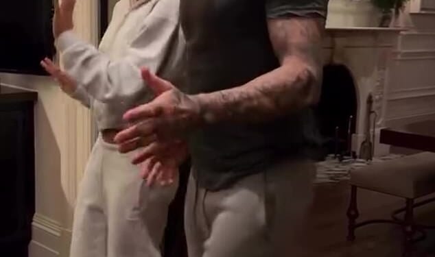 David, 50, and Victoria Beckham, 51, showed off their playful sides as their daughter Harper, 14, captured them dancing the night away at home in an Instagram video on Saturday