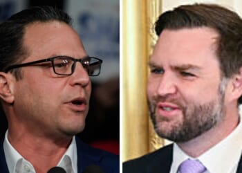 Pennsylvania Gov. Josh Shapiro, left, - a 2028 long-shot for the Democratic presidential nomination - should have reviewed his own social media posts before criticizing one by Vice President J.D. Vance.