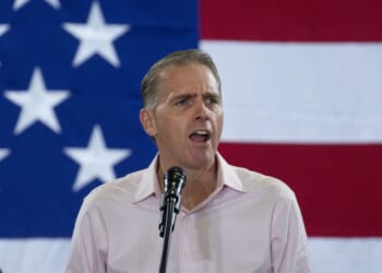 Conservative commentator Scott Jennings speaks at the Ashley's BBQ Bash fundraiser hosted by Rep. Ashley Hinson on Aug. 23, 2025, in Cedar Rapids, Iowa.