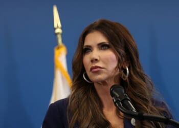 Secretary of Homeland Security Kristi Noem attends a press conference in New York City on Jan. 8, 2026.