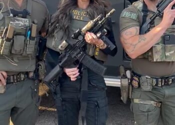 Kristi Noem (pictured center) held a two-hour meeting with Donald Trump at The White House Monday night amid fallout from the Minneapolis shooting of Alex Pretti