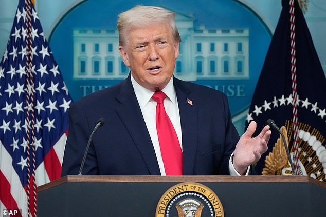 Trump (pictured) and White House Press Secretary Karoline Leavitt have appeared to distance themselves from some of Noem's statements since the shooting of Pretti