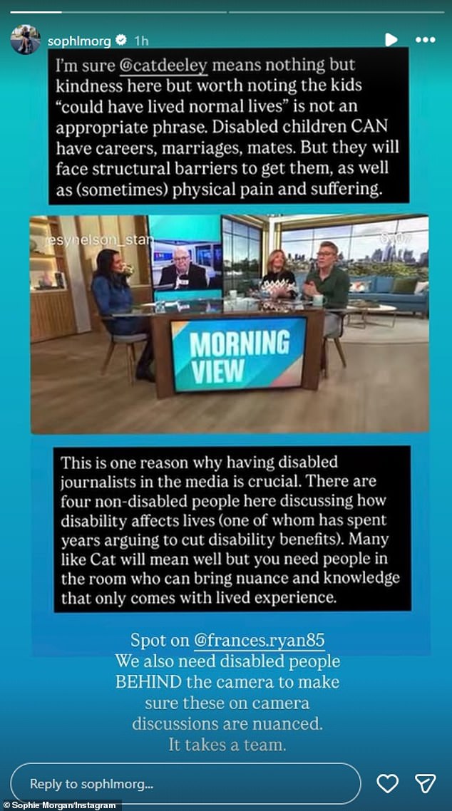 Cat said 'disabled children can live normal lives' if a screening process for SMA is put into place as she and co-host Ben Shephard discussed Jesy's campaign on This Morning