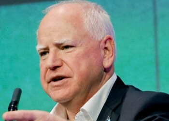 Minnesota Gov. Tim Walz seen in a March photo, made yet another ridiculous claim, this time involving Holocaust victim Anne Frank.