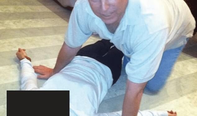 Disturbing new images released as part of last night's Epstein files appear to show Andrew Mountbatten Windsor crouching on all fours over a female lying on the floor