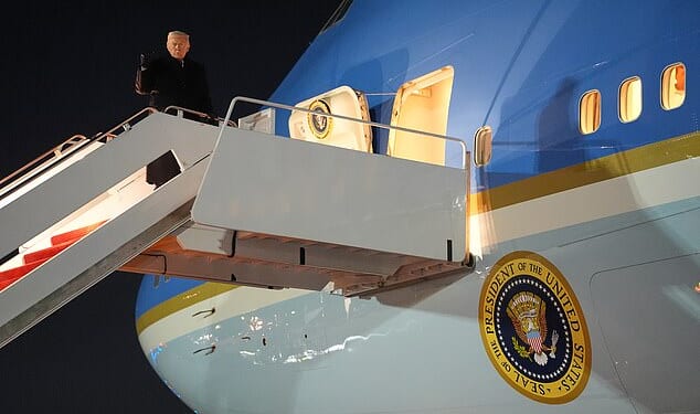 Donald Trump boarded Air Force One for Davos, Switzerland on Tuesday night