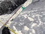 Dramatic moment skier and her dog are swept down mountain by avalanche