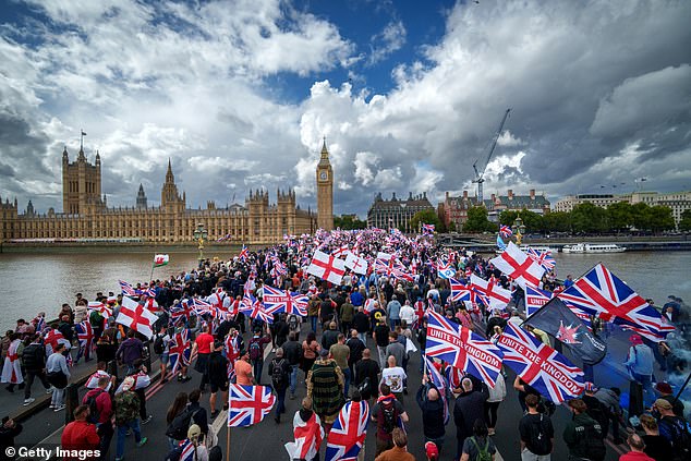 An estimated 150,000 protesters attended the 'Unite The Kingdom' protest in London, organised by Tommy Robinson, on September 13 last year