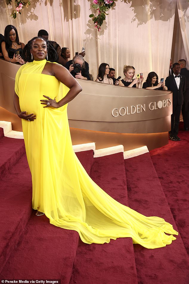 Wunmi Mosaku, 39 revealed she's pregnant with her second child as she debuted her baby bump in a yellow number