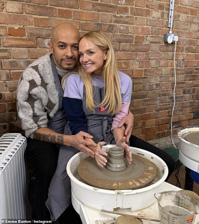 She followed up with a sweet photo alongside her husband, Jade Jones, showing the pair making pottery before lacing up for some ice skating