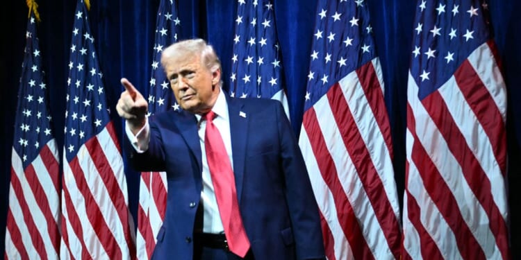 President Donald Trump departs after he delivered remarks at the House Republican Party member retreat at the Kennedy Center in Washington, D.C., on Jan. 6, 2026.