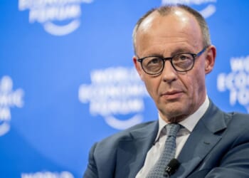 German chancellor Friedrich Merz, seen at the 2025 World Economic Forum annual meeting in Davos, Switzerland, is one of the European leaders who have expressed interest in activating the EU's "trade bazooka" against the United States.
