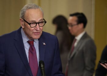 Senate Minority Leader Chuck Schumer speaks to the media following the weekly Senate policy luncheons at the U.S. Capitol on Jan. 13, 2026, in Washington, D.C.