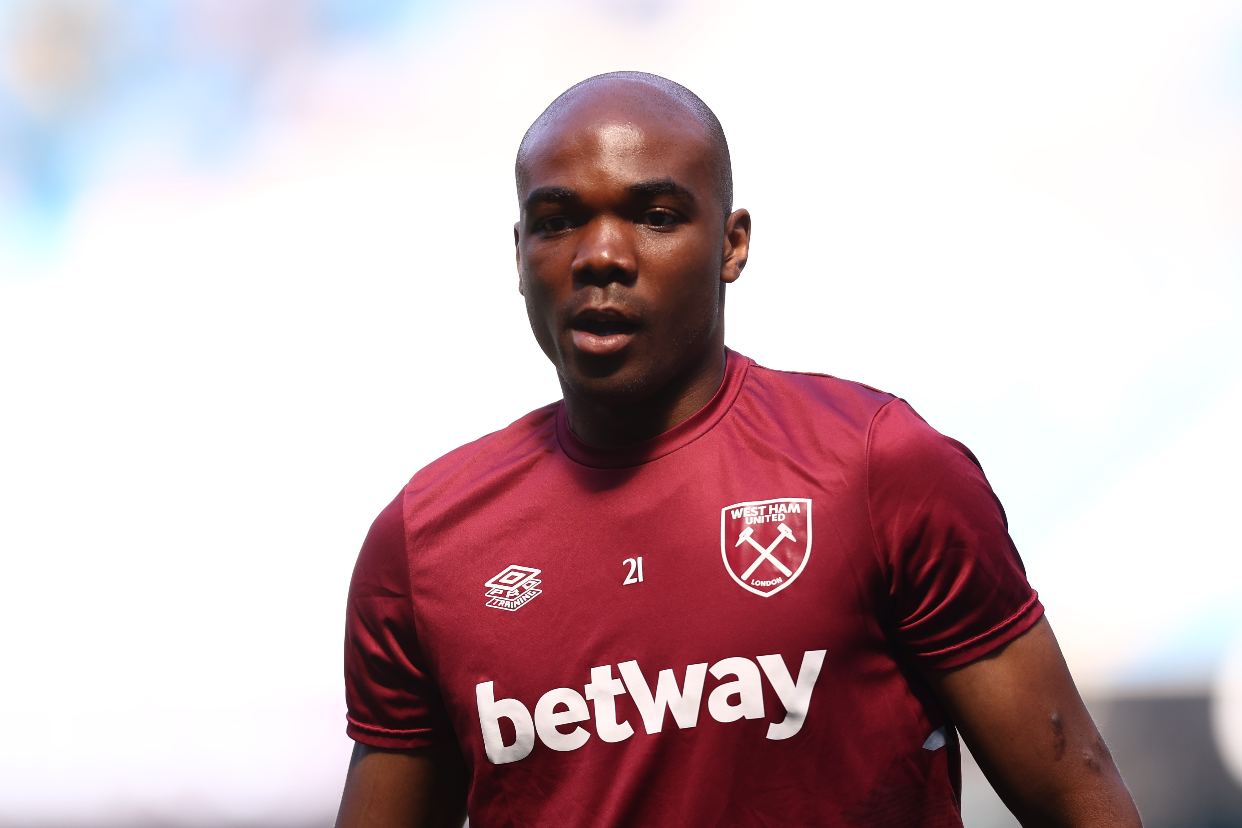 Angelo Ogbonna of West Ham United warming up.