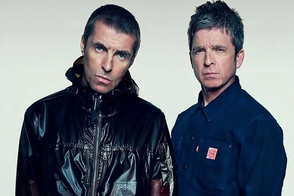 Oasis colour tour announcement picture of Noel and Liam Gallagher.