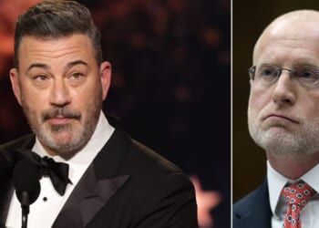 FCC Chairman Brendan Carr, right, put late-night host Jimmy Kimmel, left, and others on notice about the federal regulation.