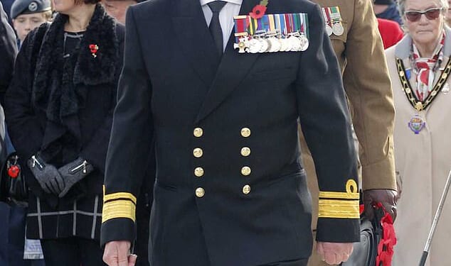 Jonathan Carley, 65, sparked fury after laying a wreath at the ceremony in Llandudno, North Wales, dressed in a Rear Admiral's uniform with 12 medals pinned to his jacket