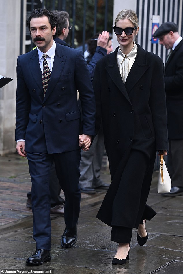 Aidan Turner and Caitlin FitzGerald also came to remember Dame Jilly's extraordinary life