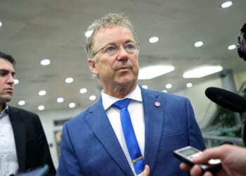 Sen. Rand Paul speaks to members of the media after the Senate voted on the Venezuela War Powers Resolution at the U.S. Capitol on Jan. 8, 2026, in Washington, D.C.