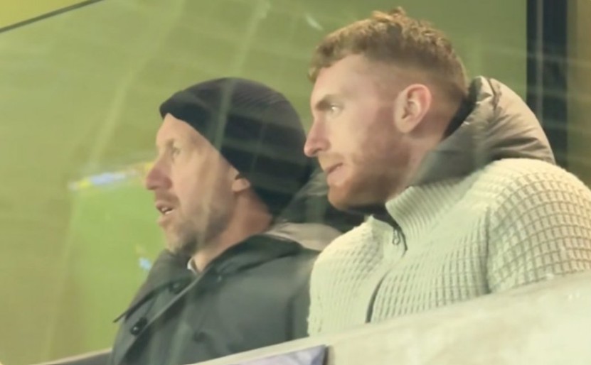 Graham Potter watching Tottenham.